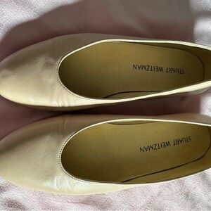 Stuart Weitzman Light Cream Leather Ballet Flats